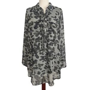 Paper Crane Anthropologie Tunic Dress Women’s Sz M Blouse Abstract Leopard Gray
